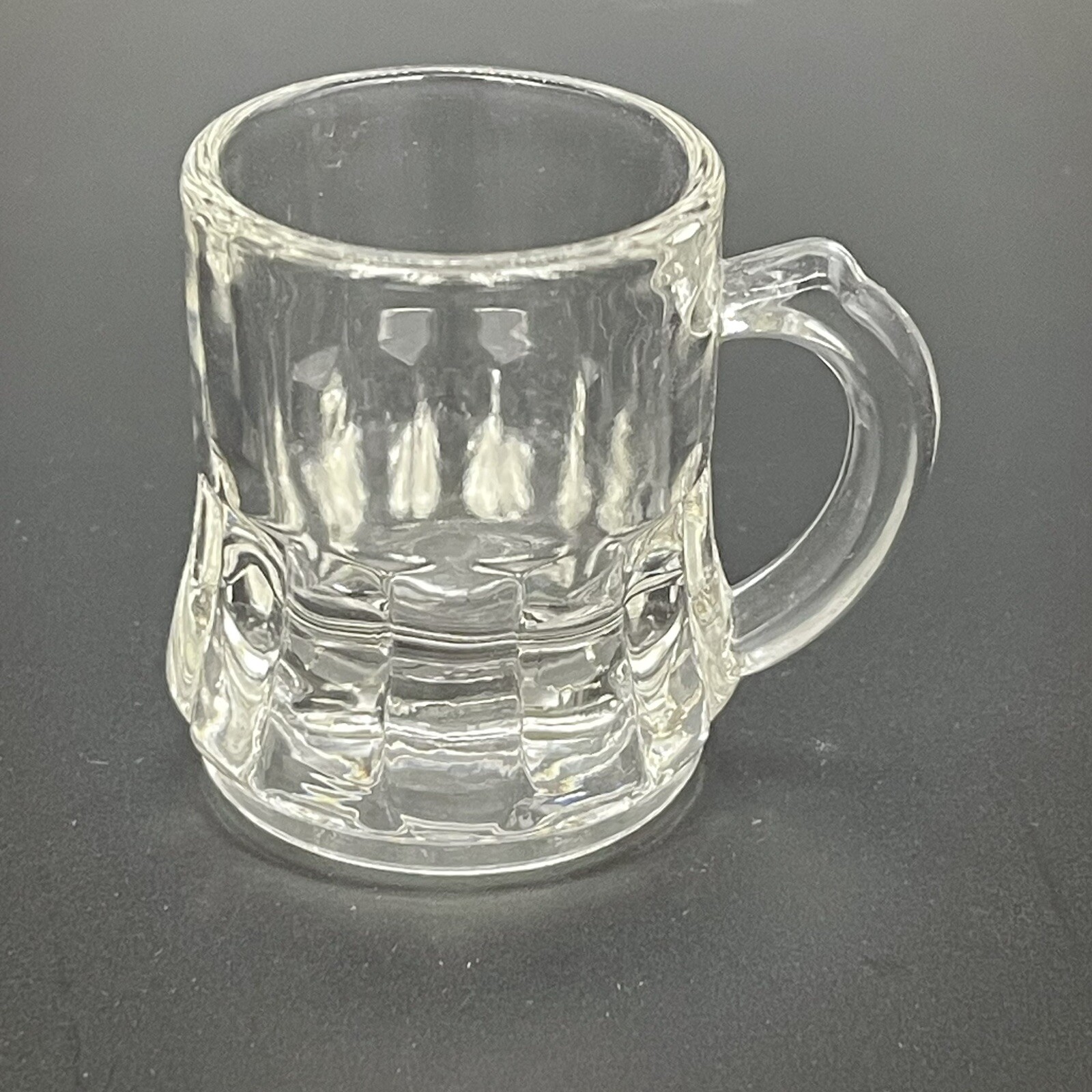 Vintage Federal Glass Mini 2” Beer Stein Mug Shot Glass Clear Man Cave Barware