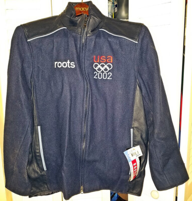 Vintage Roots 2002 Team USA Olympics Official Leather Wool Jacket