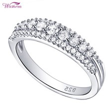Sterling Silver 925 Women's CZ 3 Row Pave Anniversary Wedding Band Ring Sz 5-12