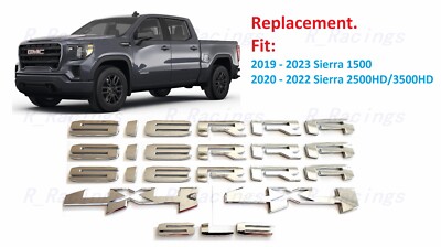 Chrome Bed 4x4 Door Rear Sierra SLE Emblems 2019+ Sierra 1500 2500HD 3500HD