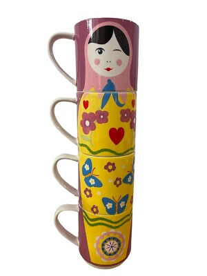 Set 4 Stackable You're A Doll Russian BABUSHKA DOLL MUGS Maxwell & Williams 