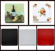 SET OF 4, SQUARE STOVE TOP BURNER COVERS.