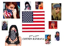 XL BIG Super-size 27x27" USA FLAG BANDANA US Scarf Head Hair Neck Face Mask Wrap