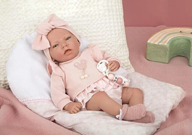 GIOCHERIA ARIAS BAMBOLA GAIA 38 CM REBORN REAL BORN ROSA CON PERLE