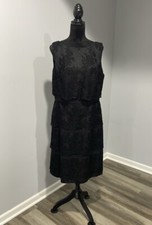 Talbots Elegant Black Lace Sleeveless Dress size 12 NEW