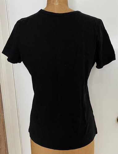 Ann Taylor Women S BlackT-Shirt Top100% pima cotton , side slit - Picture 3 of 7