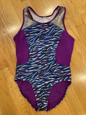 Girl's IVIVVA by LULULEMON Purple Black Silver Leotard Dance Gymnastics Size 14