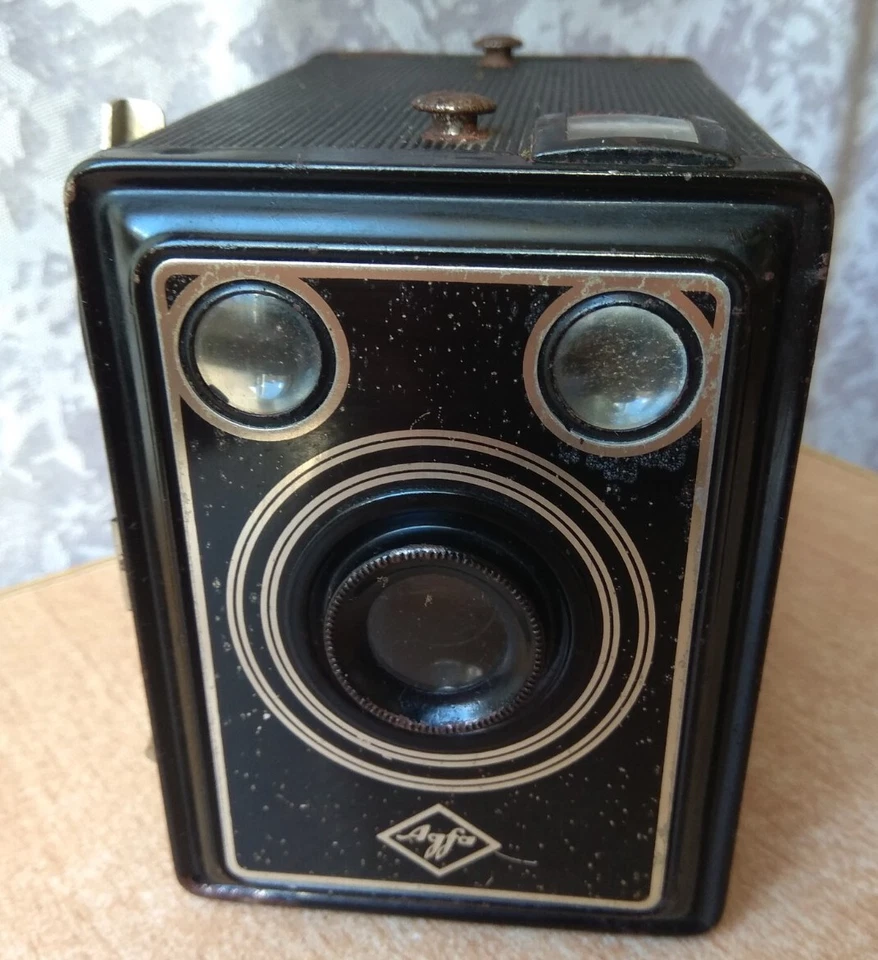 RARO Lente de cámara antigua vintage Agfa Synchro Box 120 rollo cámara de película Alemania Foto 3 de 4