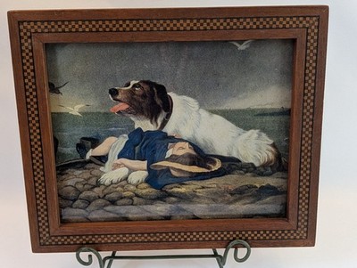 Vintage 1920's W.C. Co Tyrone Pa. ''Saved'' Print in Inlay Frame