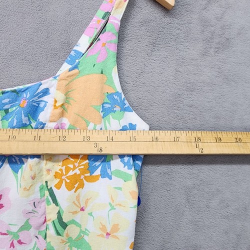 Old Navy Sundress Womens MEDIUM Pink Floral Linen Blend Pockets Boho Cottagecore - Picture 12 of 13