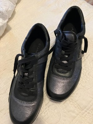 Coach RAYLEN Black Leather & Fabric Lace Up Sneakers Shoes Women s  US CN