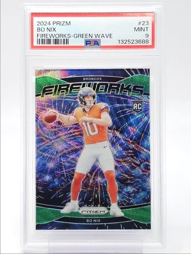 BO NIX 2024 PANINI PRIZM FIREWORKS ROOKIE GREEN WAVE RC PSA 9 Q5677
