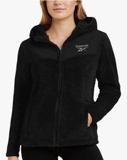 Reebok Womens Fleece Jacket Super Soft Hooded Zip Up Size L Retail 95
