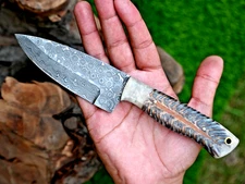 Custom Hand Made Forged Damascus Steel Blade Hunting Survival Knife 2934