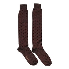 DOLCE & GABBANA Socks Brown Polka Dot Over The Calf Accessory s. Tag L 120usd