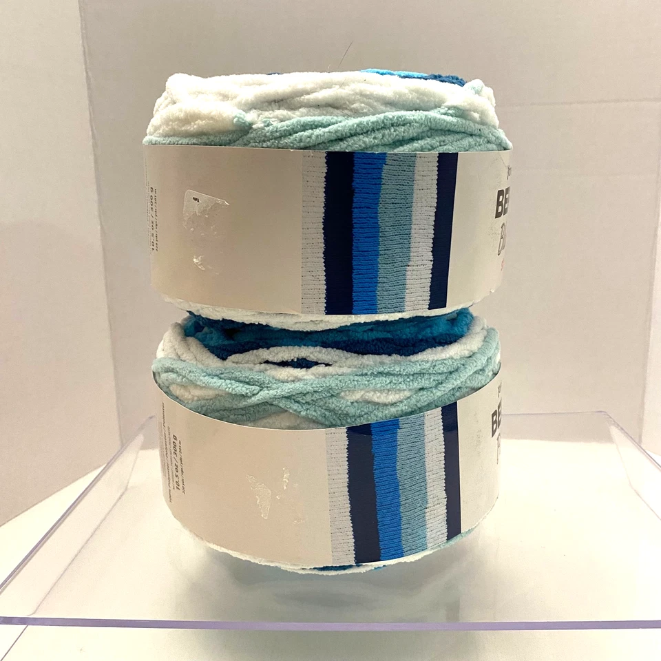 Bernat Blanket Stripes Yarn-Making Waves-Lot of 2-blue/green/white 220 yds each - Image 4 of 4
