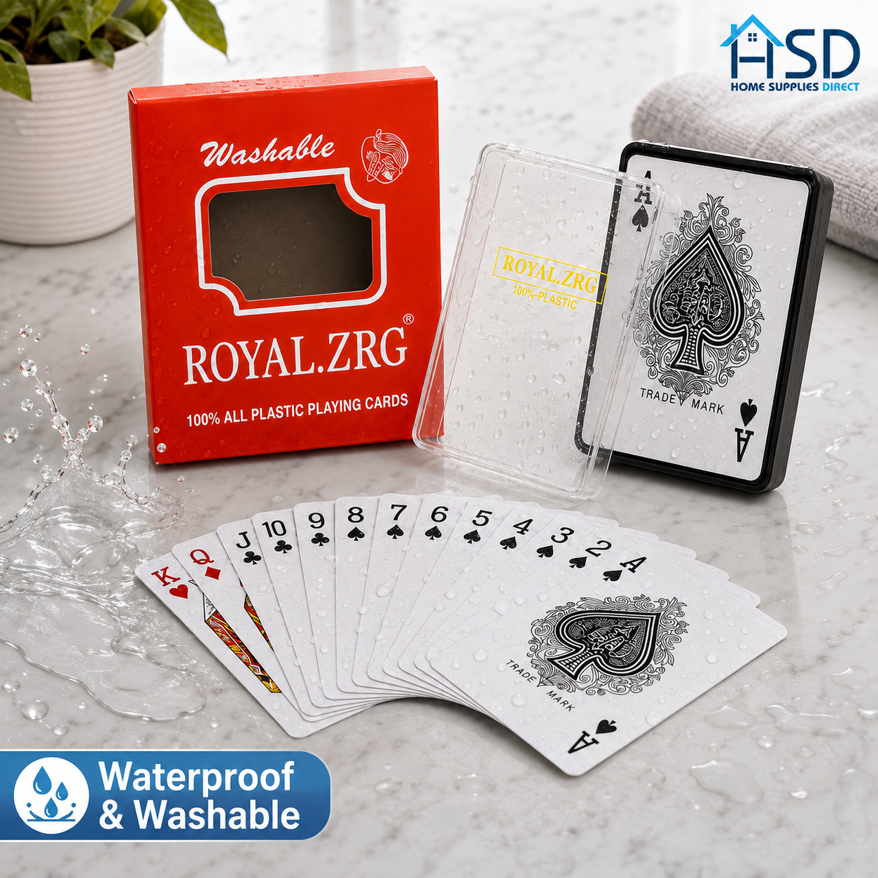 Royal 100% Plastic Playing Cards Black Waterproof Washable Poker Card Deck