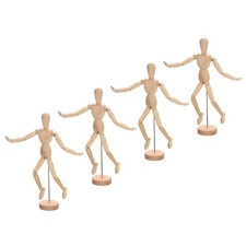 4Pcs 12" Wooden Mannequin Figure, Artist Drawing Manikin Model Flexible