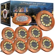 Solar Ground Lights 8 Pack Outdoor Waterproof 12 LED Garden Pathway Driveway