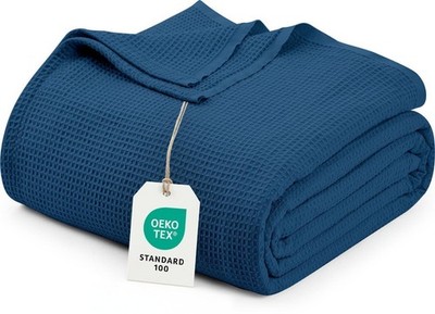 Utopia Bedding Navy Waffle Blanket King Size Soft Lightweight Breathable...