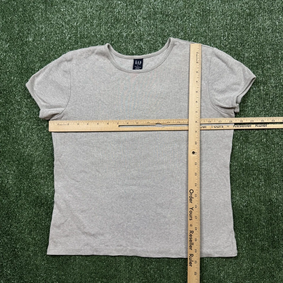Camiseta elástica vintage Y2k Gap para mujer talla L gris manga corta bebé muñeca Foto 3 de 4