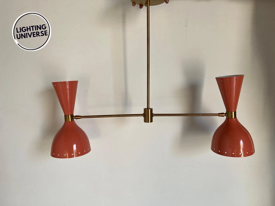Handmade Raw Brass Sputnik Chandelier: Mid-Century Modern 2-Light Christmas Gift - Image 2 of 4