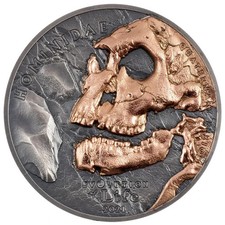Silberm&uuml;nze Hominidae Evolution of Life (7.) 2021 - Mongolei - 1 Oz Antik Finish