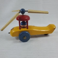 Wooden Helicopter Walter Pull Along String Made Germany