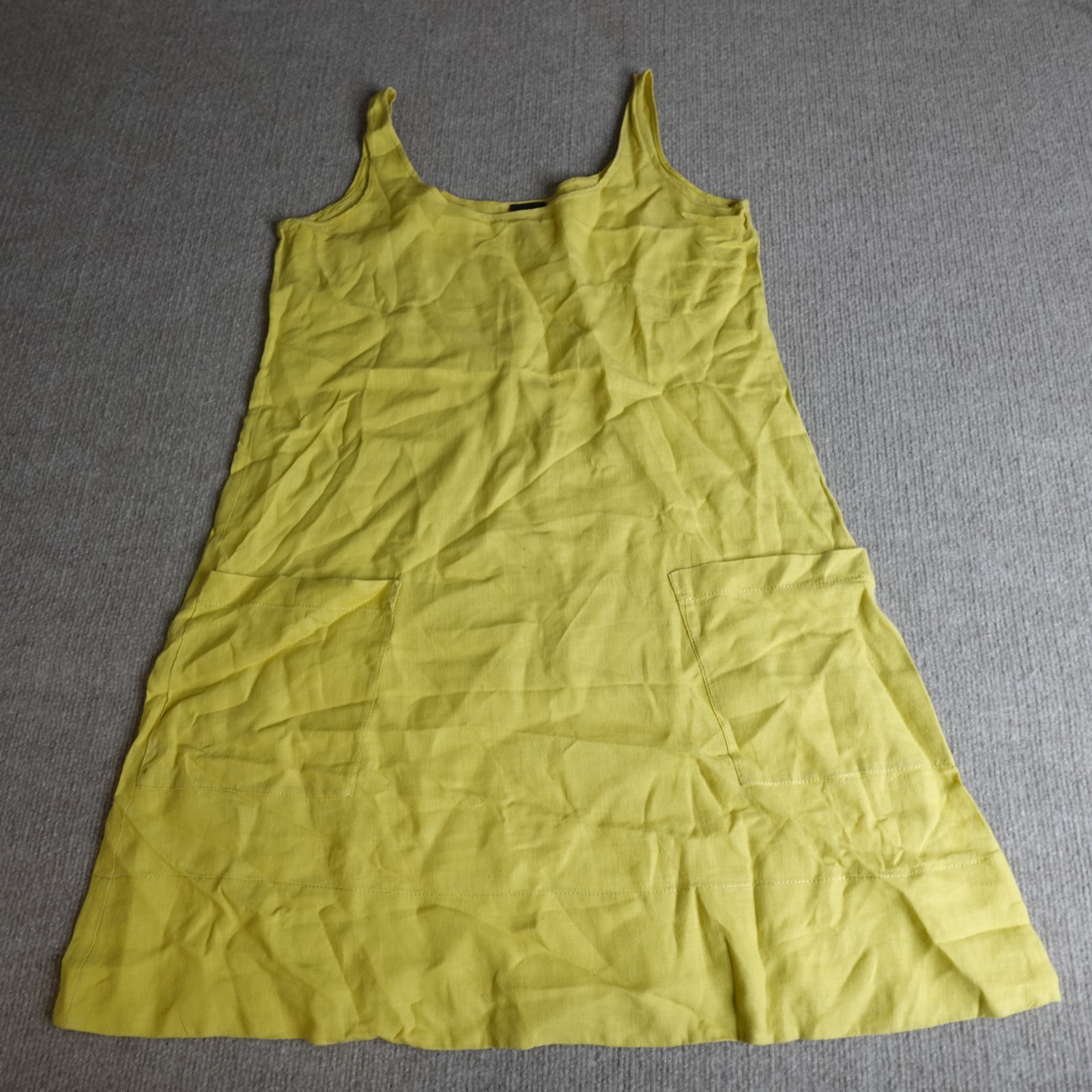 Eileen Fisher Womens Dress Small Yellow Solid 100% Linen Sleeveless A-Line