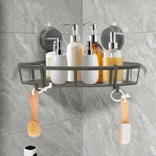 Corner Shower Caddy Shelves - Suction Cup Shower Organizer Shelf with 2 Hooks, N
