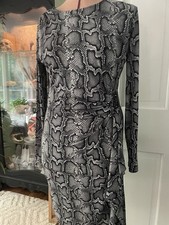 Michael Michael Kors Women's Snake Print Long Sleeve Short Dress M Back Zip