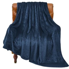 BEDELITE Fleece Blanket Twin Size Navy Blue Throw Blankets for Couch  Bed, Lu...