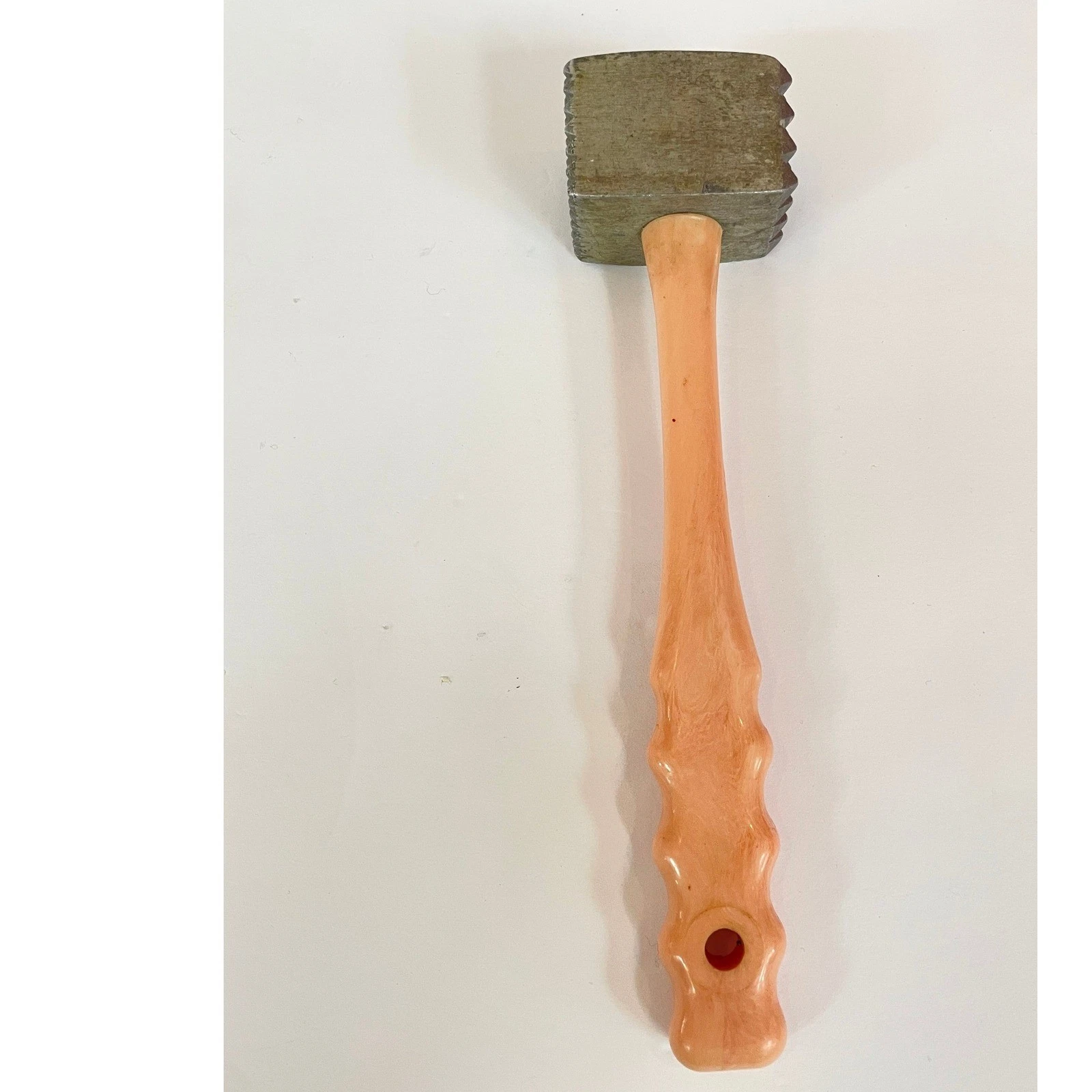 Vintage Metal Meat Tenderizer Mallet Peach Marbled Bakelite Handle
Opens in a new window or tab