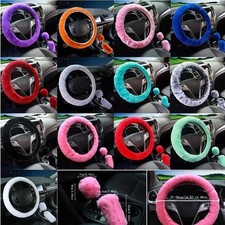 Universal Fit Fur Car Steering Wheel Cover Handbrake Cover Gear Shift Cover