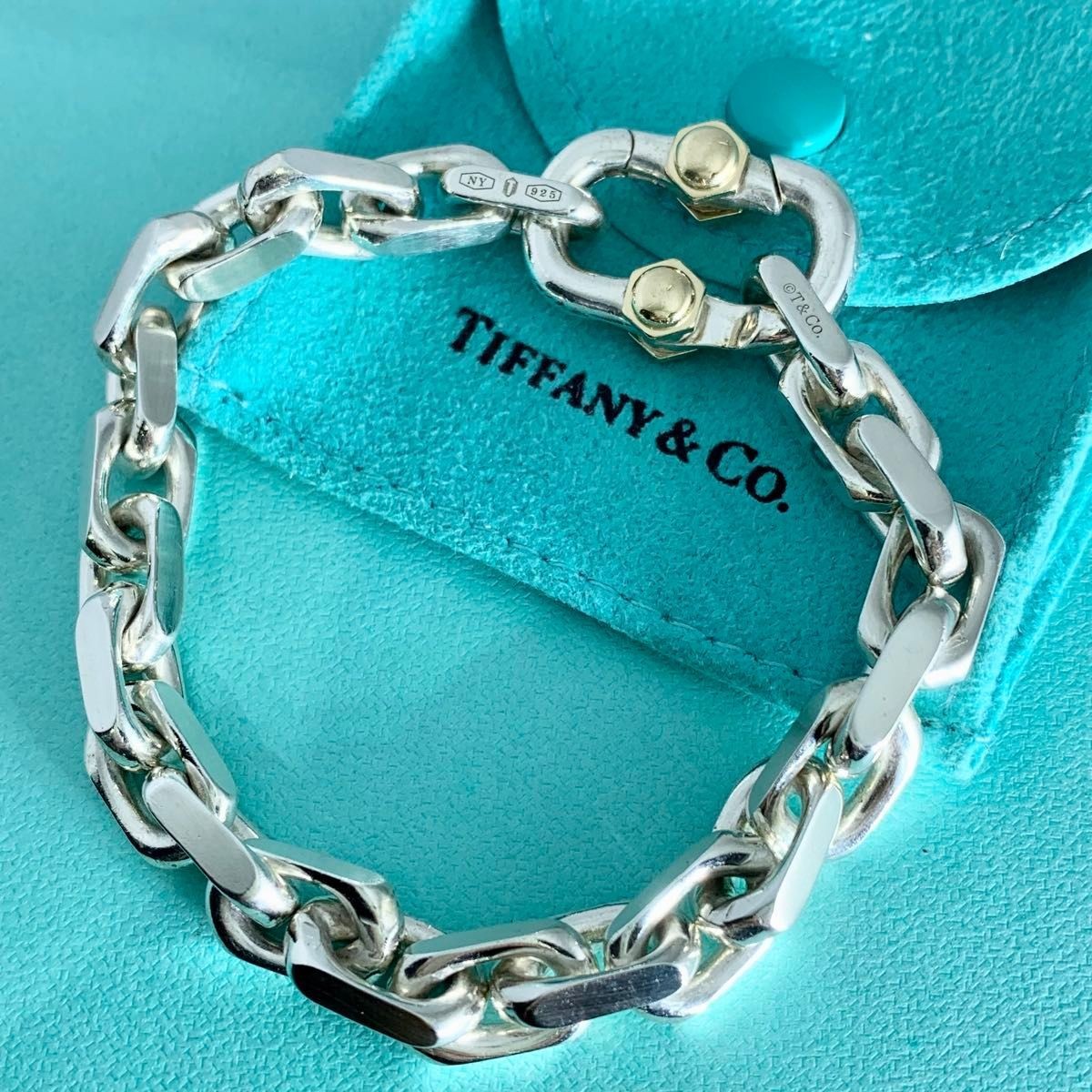 Authentic Tiffany & Co. Makers Wide Chain Bracelet Silver 925 w