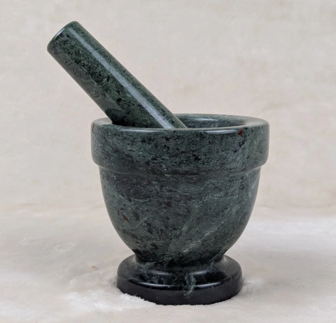 Handmade Green Marble Mortar Pestle Set, Rustic Herb Crusher
