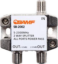 BAMF 2-Way Coax Cable Splitter - Bi-Directional Moca 5-2300 Mhz Coaxial Signal S