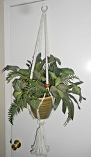  2 Macrame Handcrafted White Rope Plant Hangers  Plants up to 12"/35Lbs. New