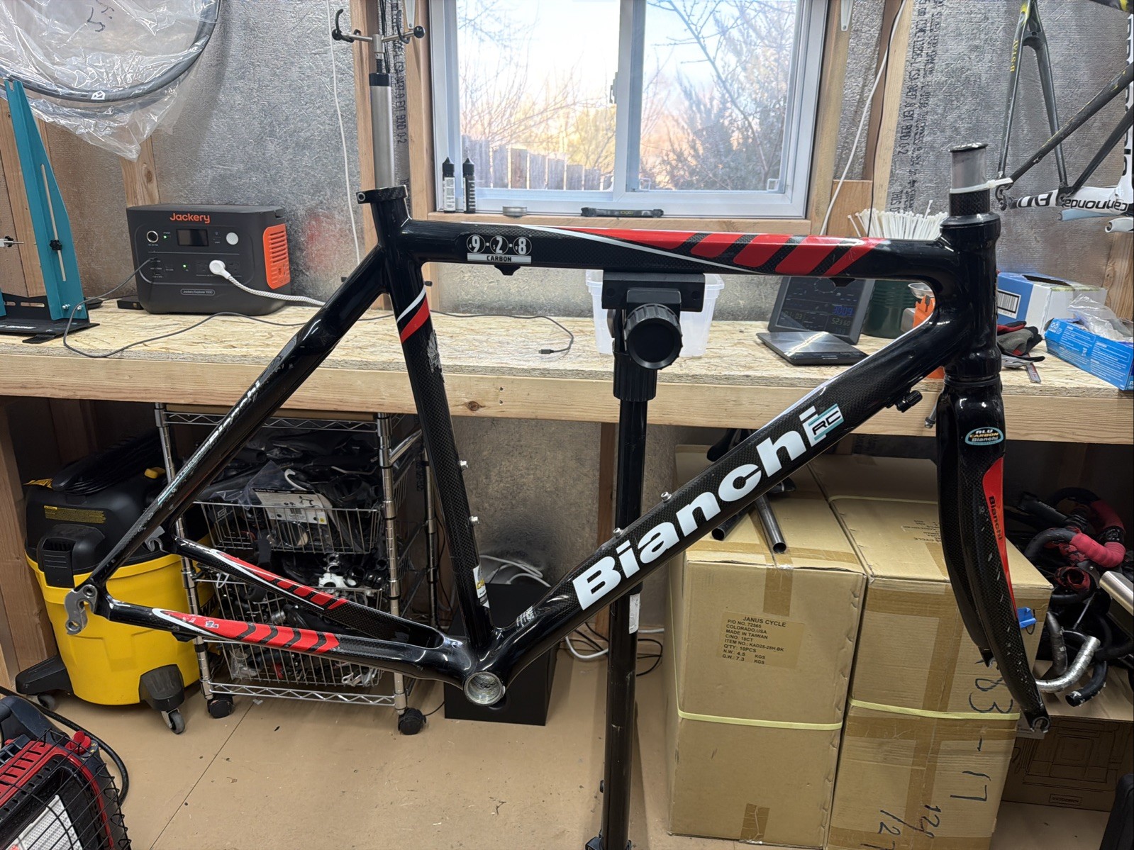 Small (52cm) Bianchi 928 RC Carbon Fiber Road Bike Frameset Rim Brake 53.5cm TT