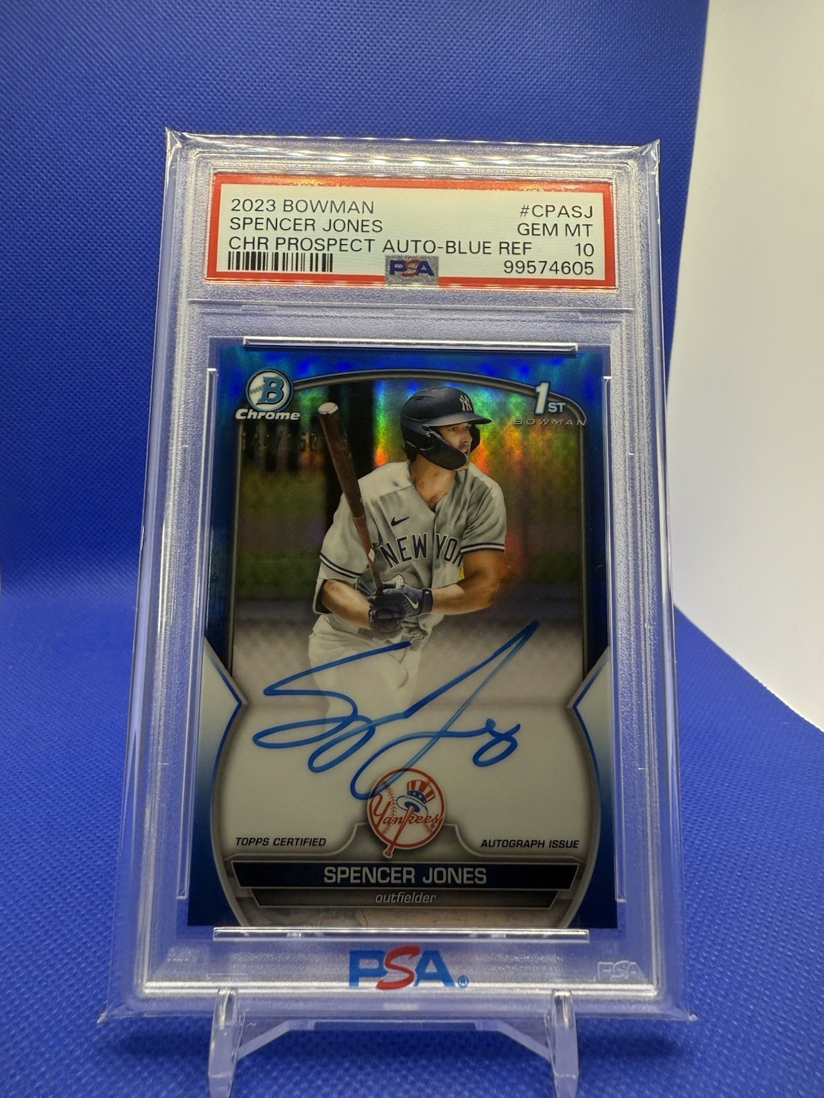Spencer Jones 2023 Bowman Chrome PSA 10 Auto /150 Blue Refractor #CPA-SJ Yankees