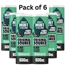 Original Source Mint Tea Tree Shower Gel 500ml Pack of 6 Body Wash 5.24 per litre
