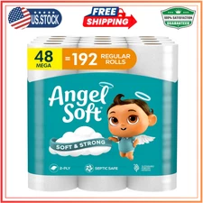 Angel Soft Toilet Paper, 48 Mega Rolls = 192 Regular Rolls, Soft And Strong