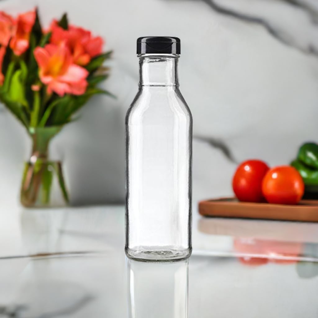 12 oz Professional Clear Glass Thick Wall Sauce Bottle with Drip Resistant Fl...