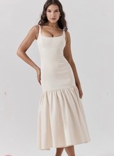 House Of Cb AMORES carlet Dropped Waist Midi Dress