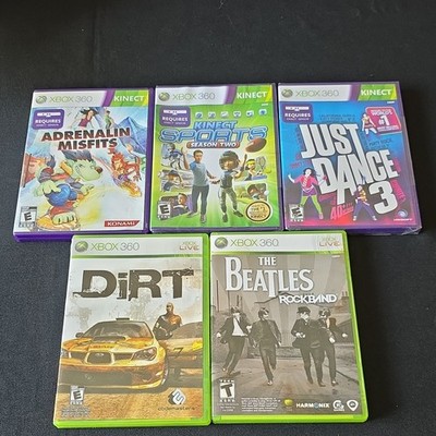 Xbox 360 NTSC Game Lot Konami Ubisoft Codemasters Beatles Rock Band Dirt