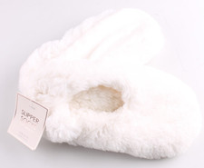 Slipper Socks With Grippers White Women's Size S 5-7 Soft Fuzzy New With Tags