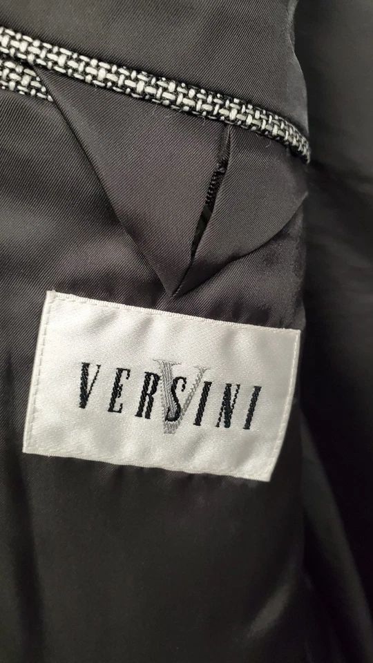 CHAQUETA VERSINI HOMBRE 42S 100% SEDA VINTAGE ABRIGO DEPORTIVO BLAZER GRIS/NEGRO COMO NUEVA Foto 4 de 4