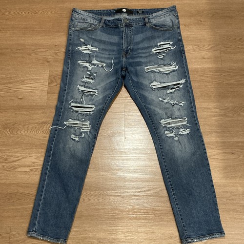 Jordan Craig Men's Blue Cotton Denim Jeans Distressed
