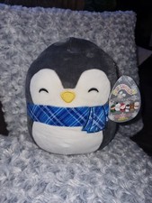Squishmallows Kellytoy Luna Penguin Christmas Blue Scarf New With Tags