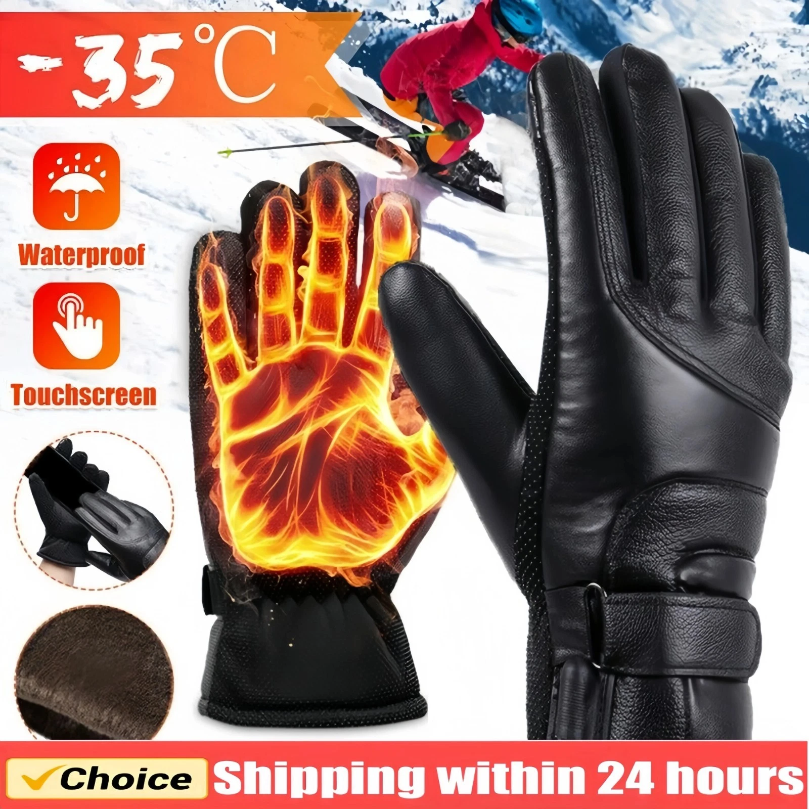 USB Heated Full Finger Gloves Touchscreen Electric Warming Mittens Winter Outdoo